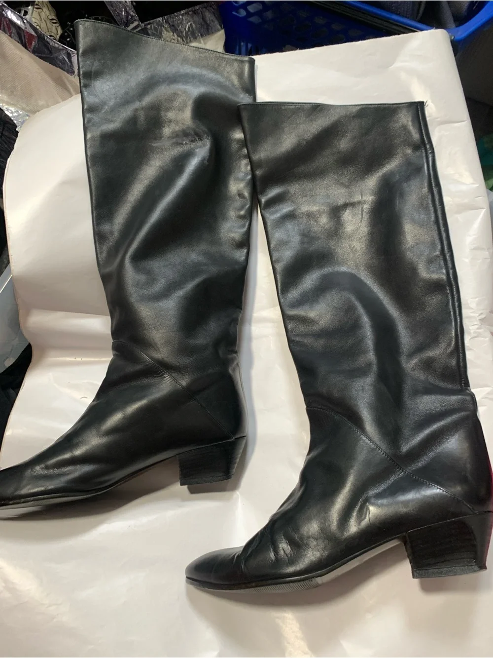 Made in Italy! Size 7 1/2 Classic Black Leather Knee-High Women's Boots